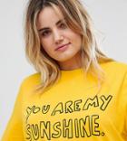 Daisy Street Plus Boyfriend T-shirt With Sunshine Print - Yellow