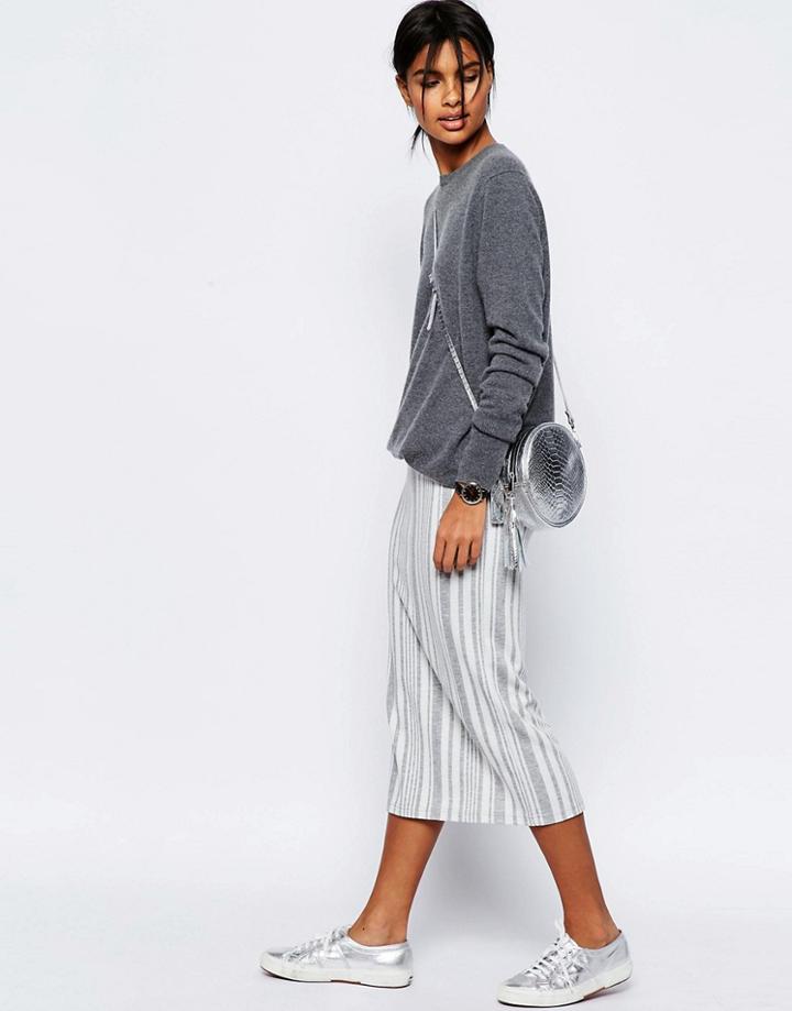 Asos Pencil Skirt In Variegated Stripe - Gray
