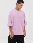 Asos Design Oversized T-shirt In Scuba Fabric In Lilac - Purple