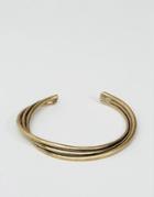 Asos Twisted Bangle In Burnished Gold - Gold