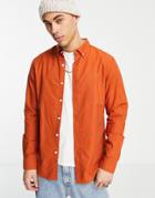 Farah Brewer Slim Fit Organic Cotton Oxford Shirt In Orange-brown