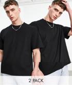 Weekday 2-pack Oversized T-shirts In Black