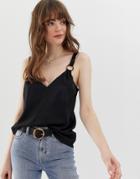 Asos Design Cami With Ring Detail - Black