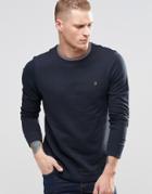 Farah Sweatshirt With Contrast Rib Collar - Navy