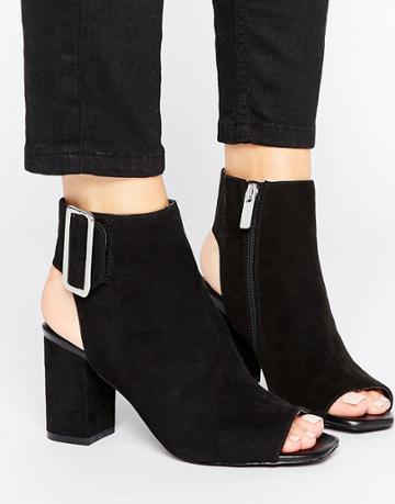 Shoelab Peep Shoe Boots - Black