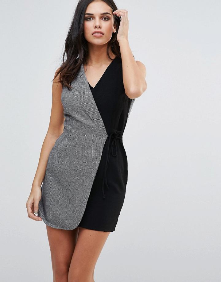 Love Contrast Wrap Dress - Black