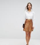 Vila Faux Leather Metallic Mini Skirt - Tan