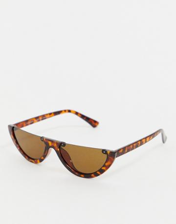Svnx Flat Top Super Slim Cat Eye Sunglasses - Brown