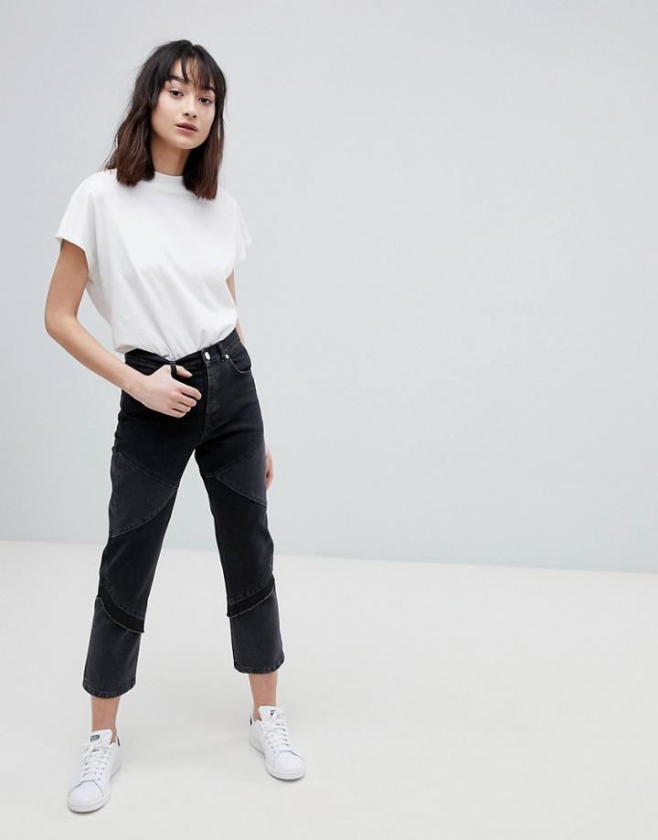 Asos Design Florence Authentic Straight Leg Jeans In Cut About Washed Black