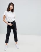 Asos Design Florence Authentic Straight Leg Jeans In Cut About Washed Black