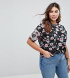Asos Curve T-shirt With Cutabout Floral - Multi