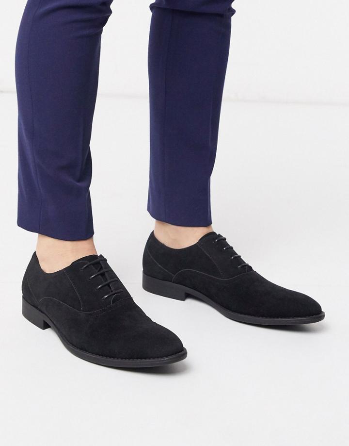 Asos Design Oxford Shoes In Black Faux Suede