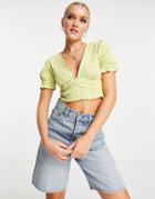 Pull & Bear Coordinating Crop Top Gingham In Green
