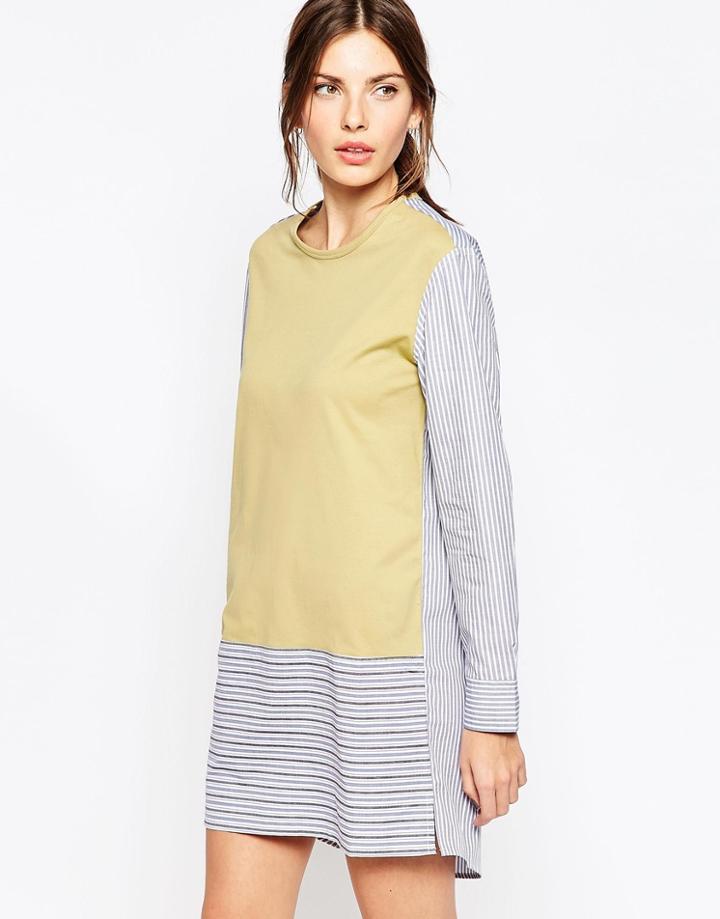 See By Chloe Shirt Dress With Jersey Panel
