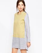 See By Chloe Shirt Dress With Jersey Panel