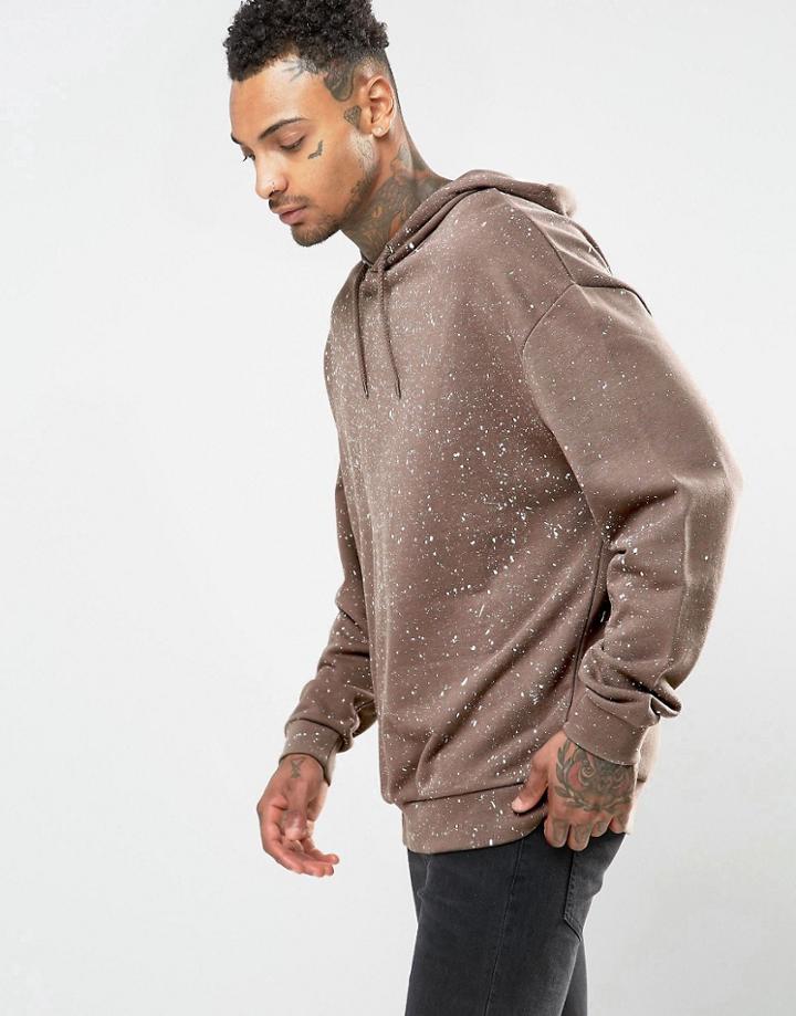 Asos Oversized Hoodie With Paint Speckle Print - Purple