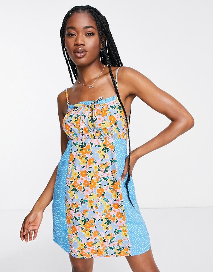 Influence Cami Mini Dress In Mixed Floral Polka Dot Print-multi