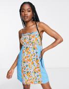 Influence Cami Mini Dress In Mixed Floral Polka Dot Print-multi