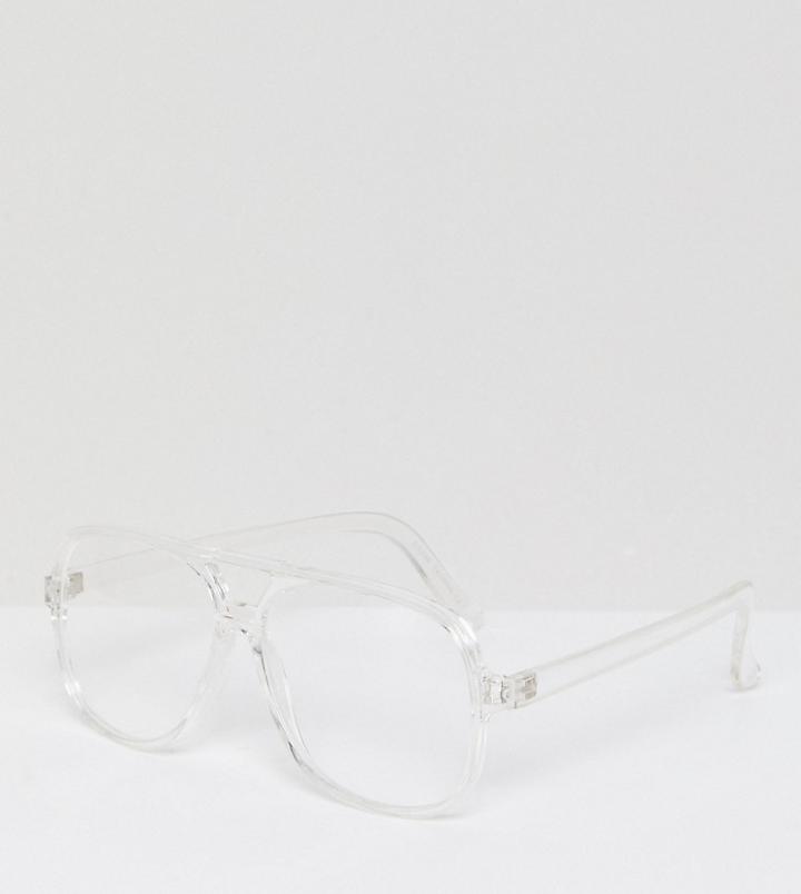 Reclaimed Vintage Inspired Aviator Clear Lens Glasses Exclusive To Asos - Clear