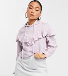 Influence Petite Frill Front Hoodie In Lilac - Part Of A Set-purple