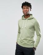 Troy Over Head Hood Sweat In Washed Khaki - Green