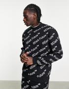 Asos Dark Future Relaxed Sweatshirt With All Over Logo Print In Black - Part Of A Set