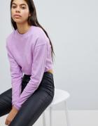 Asos Cropped Sweatshirt - Purple