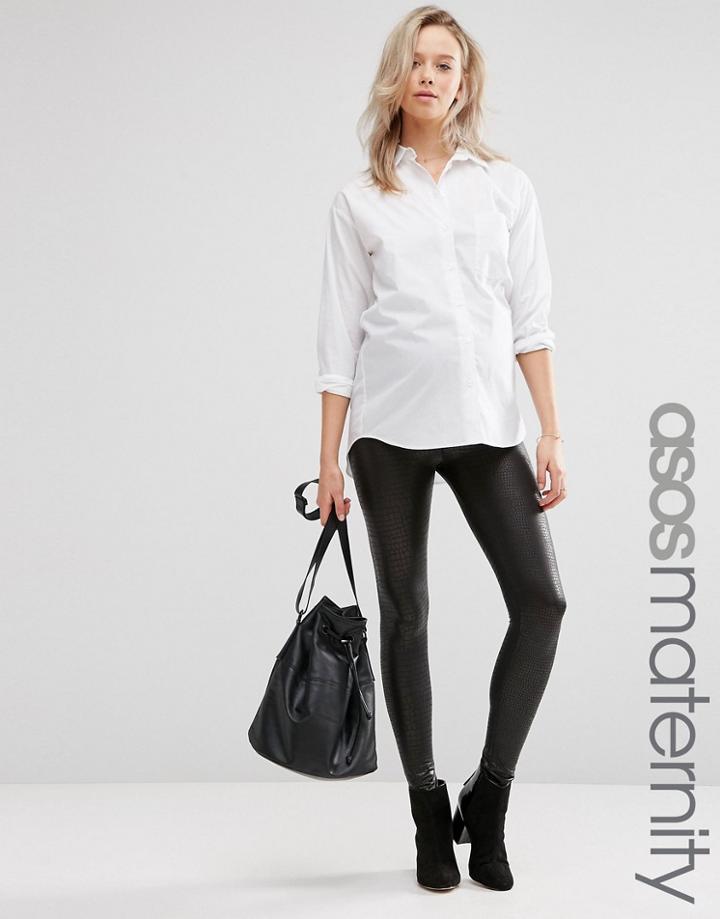 Asos Maternity Leather Look Croc Leggings - Black