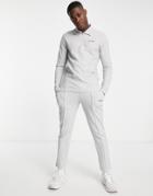Jack & Jones Half Zip Polo Tracksuit With Pleated Sweatpants In Gray