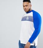 Majestic Plus Raglan Long Sleeve T-shirt With L.a Dodgers Panel Print In White - White