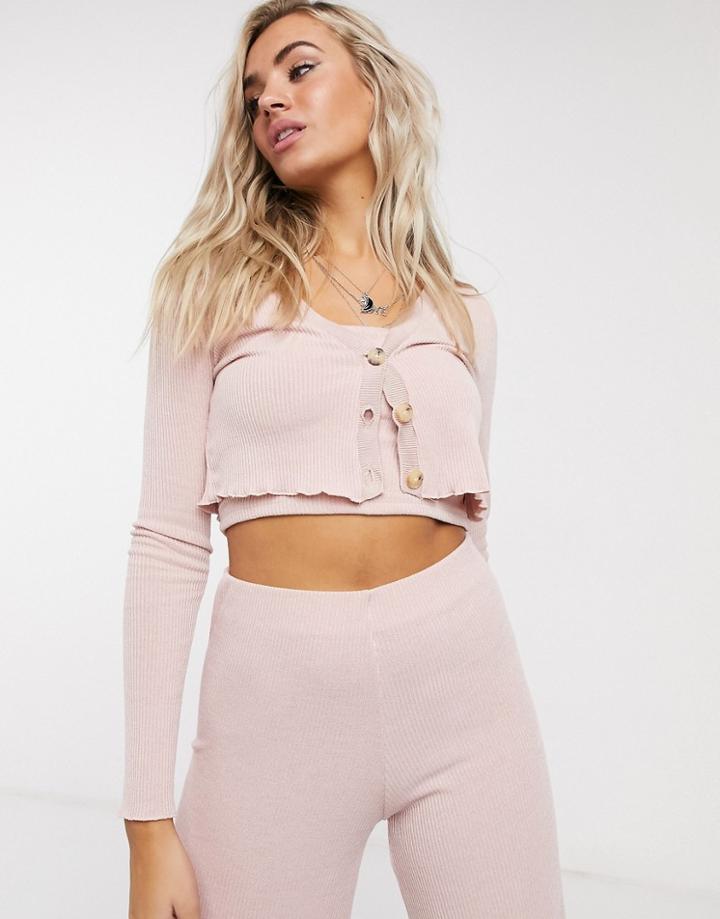 Bershka Cami And Cardigan Twinset In Baby Pink