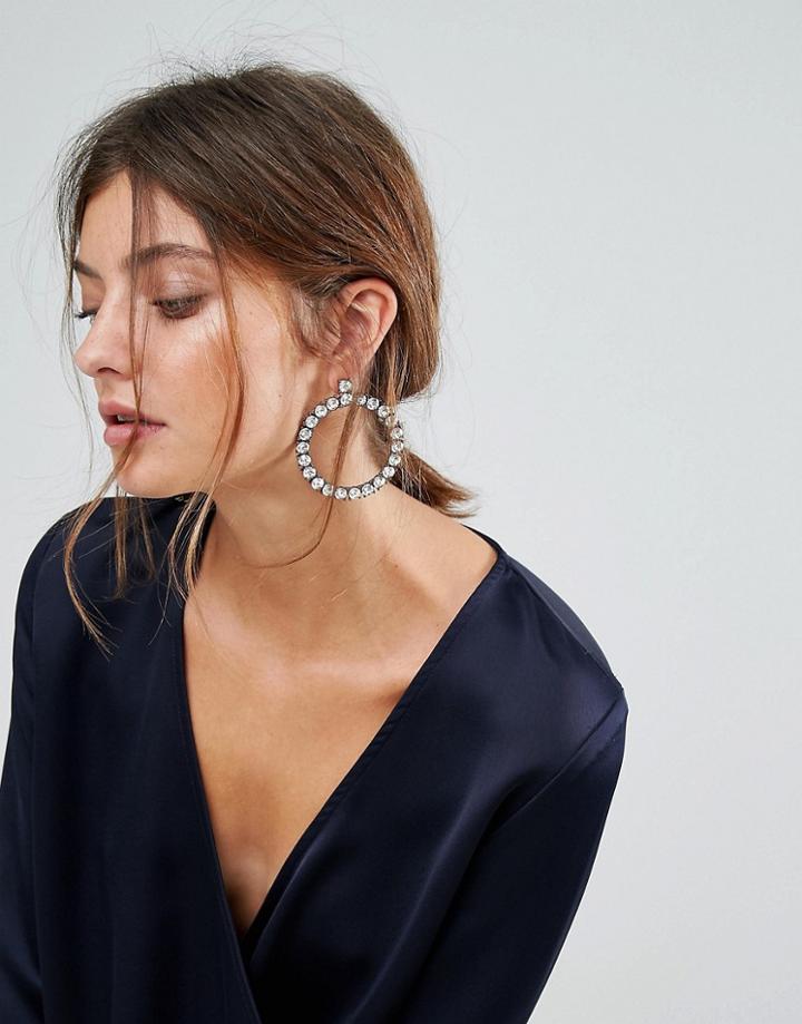 Aldo Maletta Rhinestone Circle Earrings - Silver