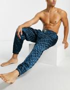Asos Design Lounge Quilted Satin Sweatpants In Blue-grey