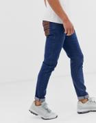 Le Breve Check Back Pocket Jeans-blue