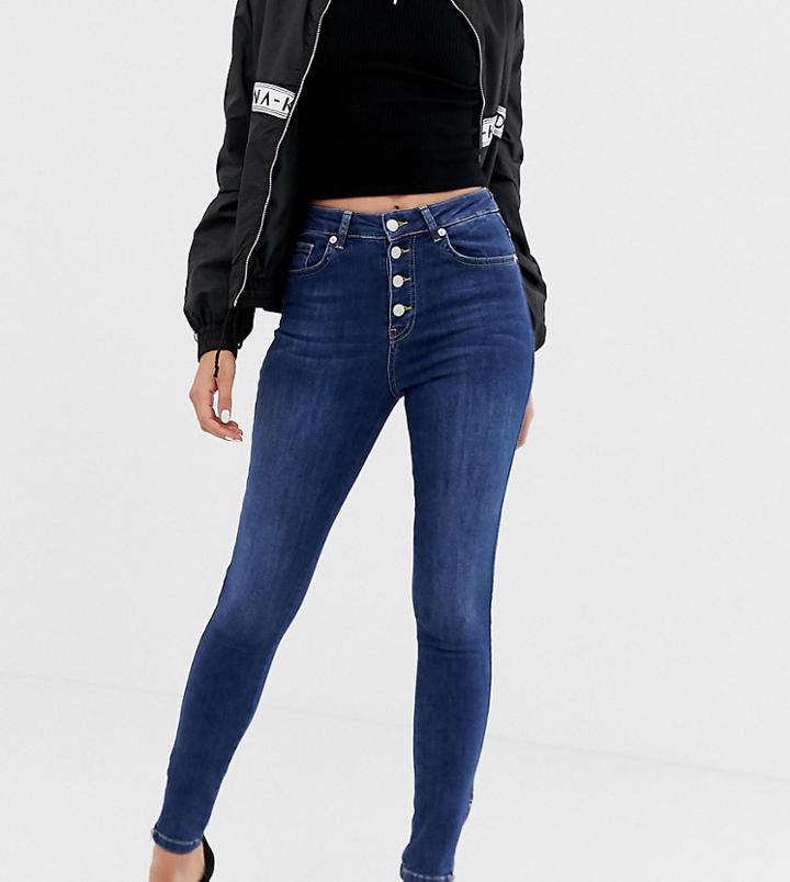 Na-kd Skinny Jeans With Zip Ankle In Mid Blue