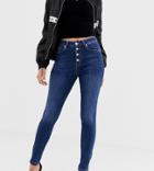 Na-kd Skinny Jeans With Zip Ankle In Mid Blue