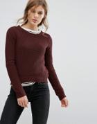 Vero Moda Ribbed Scoop Neck Sweater - Brown