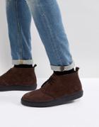 Fred Perry Hawley Suede Mid Shoes In Dark Brown - Brown