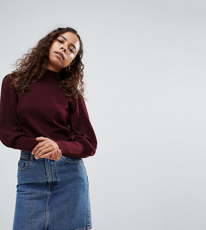Asos Petite Sweater With Full Sleeves And Roll Neck - Red