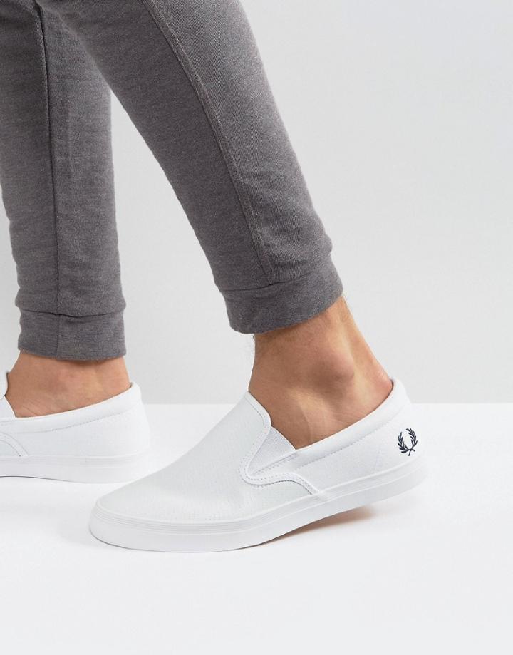 Fred Perry Underspin Slipon Perf Leather Sneakers - White
