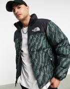 The North Face 1996 Retro Nuptse Tiger Print Jacket In Green
