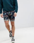 Jack & Jones Chino Shorts In Floral Print - Navy