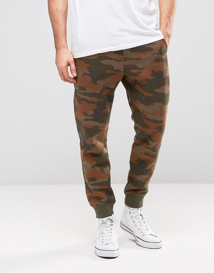Pull & Bear Skinny Fit Joggers In Tan Camo - Tan
