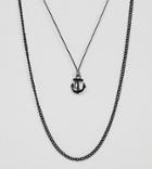 Designb Anchor & Chain Necklace In Black Exclusive To Asos - Black
