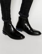Dune Chunky Chelsea Boot In Black Leather - Black