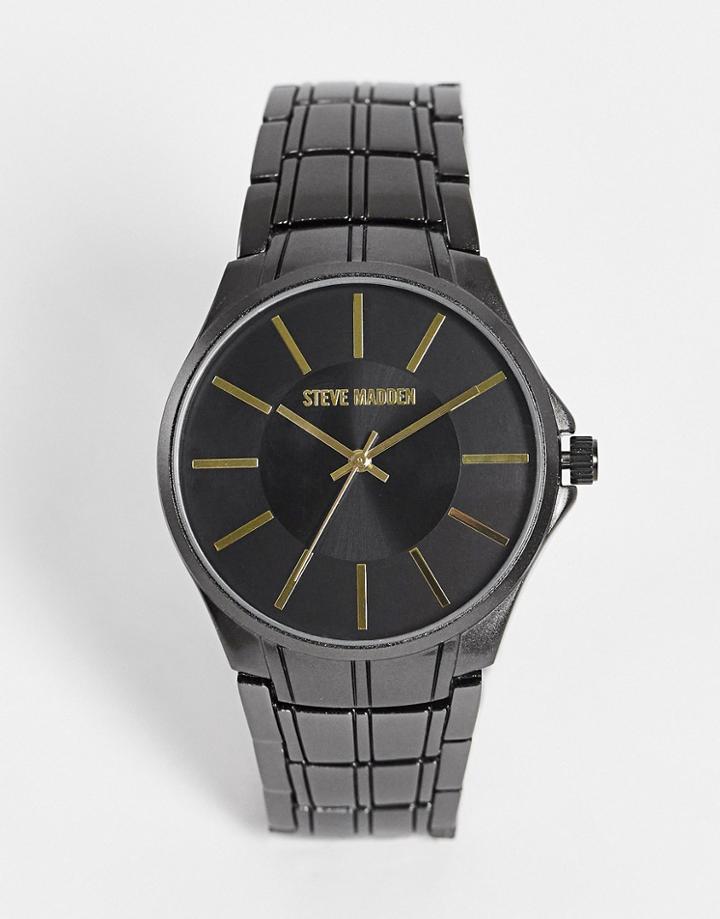 Steve Madden Watch With Layered Dial In Matte Black
