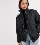 Daisy Street Padded Jacket In Ditsy Heart Print