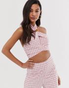 Fashion Union Crop Top With Ring Detail In Gingham Two-piece-pink