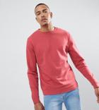 Asos Design Tall Sweatshirt In Red Overdyed Marl - Red