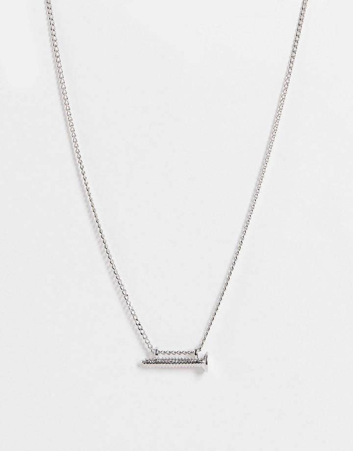 Topshop Screw Pendant Necklace In Silver